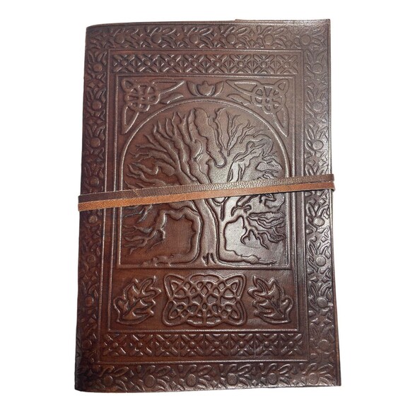 Leather Cover Journal Handmade Embossed Tree of Life Sketchbook Blank Paper 240p - Picture 2 of 11